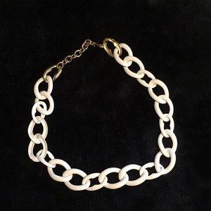 White painted metal chain necklace - gold detail